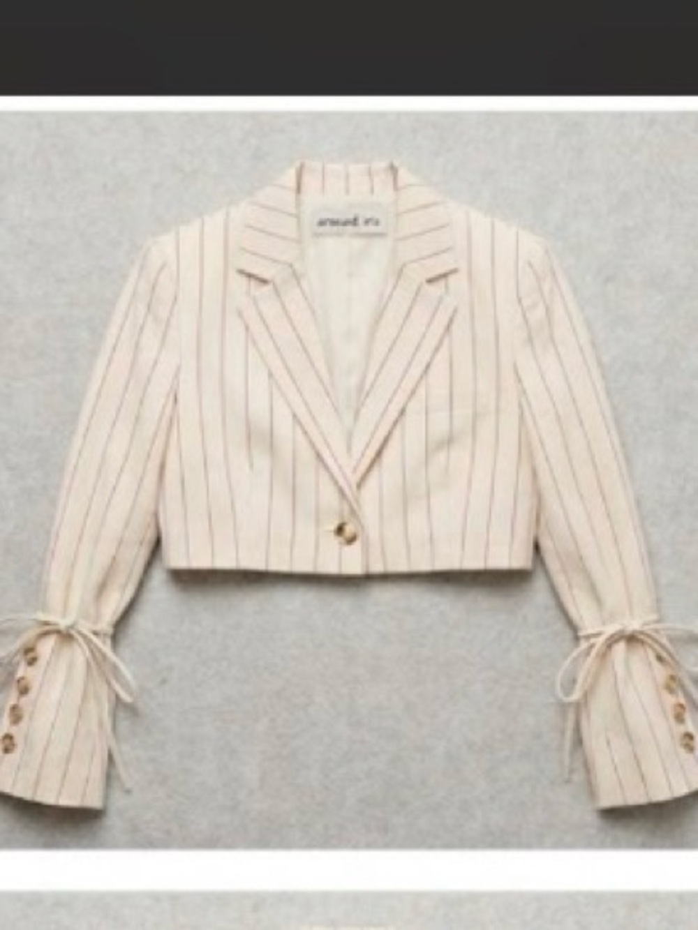Orseund Iris Cream Pinstripe Box Cropped Blazer Jacket Size M AS SEEN ON ZENDAYA - Picture 3 of 7